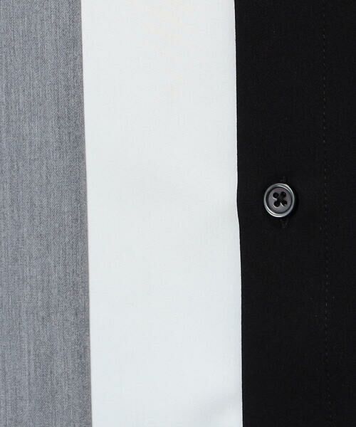 COMME CA ISM / コムサイズム シャツ・ブラウス | ウールライク バンドカラー ブロッキング半袖シャツ | 詳細16