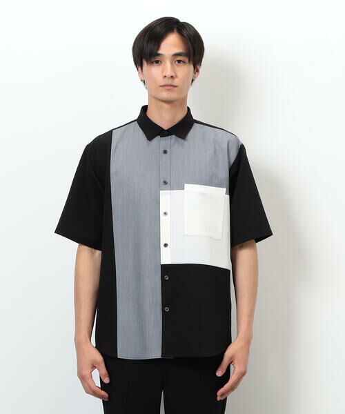 COMME CA ISM / コムサイズム シャツ・ブラウス | ウールライク ショートポイントカラー ブロッキング半袖シャツ | 詳細11