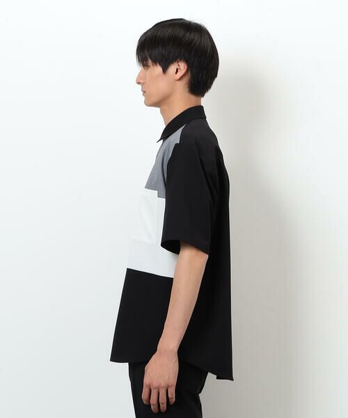 COMME CA ISM / コムサイズム シャツ・ブラウス | ウールライク ショートポイントカラー ブロッキング半袖シャツ | 詳細12