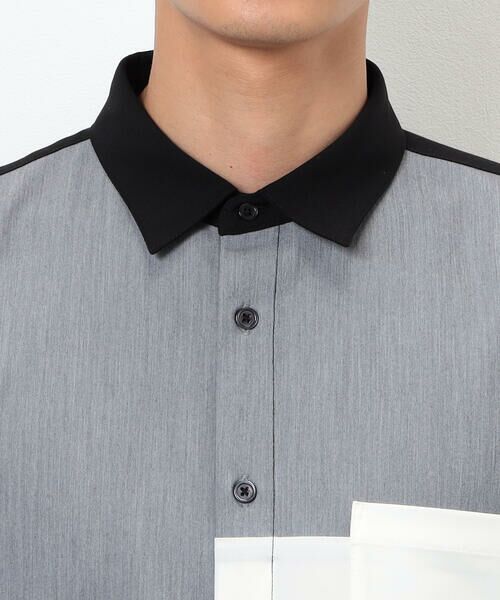 COMME CA ISM / コムサイズム シャツ・ブラウス | ウールライク ショートポイントカラー ブロッキング半袖シャツ | 詳細14