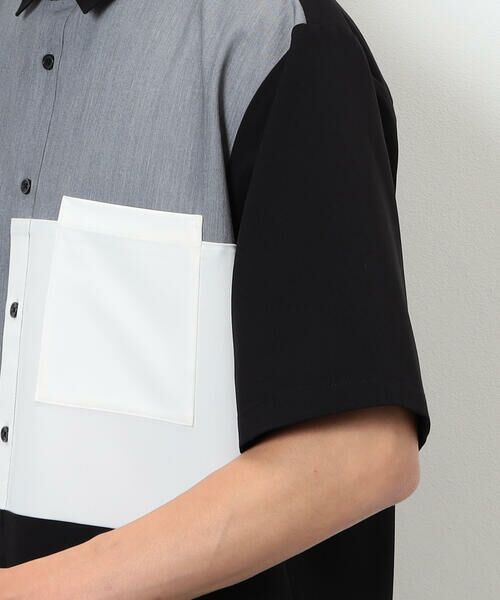 COMME CA ISM / コムサイズム シャツ・ブラウス | ウールライク ショートポイントカラー ブロッキング半袖シャツ | 詳細16