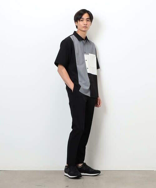 COMME CA ISM / コムサイズム シャツ・ブラウス | ウールライク ショートポイントカラー ブロッキング半袖シャツ | 詳細7