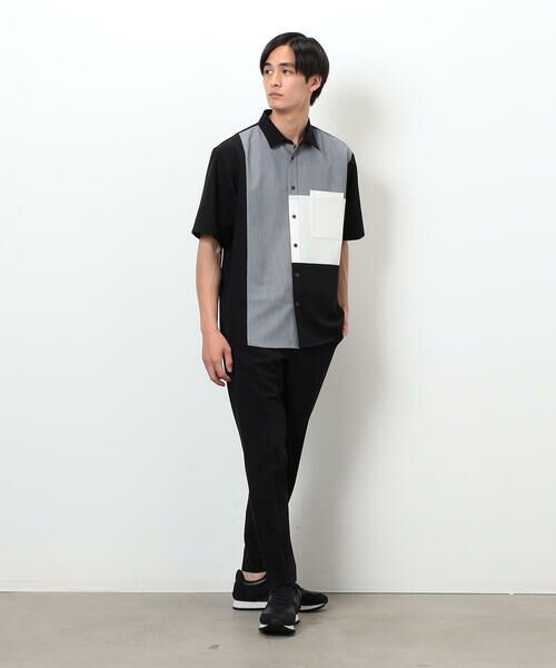 COMME CA ISM / コムサイズム シャツ・ブラウス | ウールライク ショートポイントカラー ブロッキング半袖シャツ | 詳細8