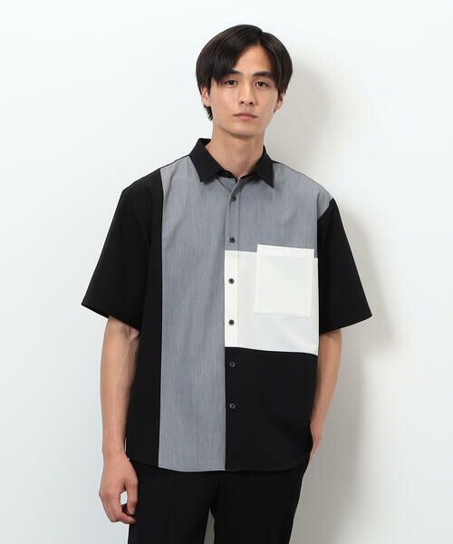 COMME CA ISM / コムサイズム シャツ・ブラウス | ウールライク ショートポイントカラー ブロッキング半袖シャツ | 詳細10