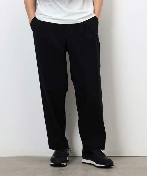 COMME CA ISM / コムサイズム スラックス・ドレスパンツ | 【スマートベーシックパンツ】ストレッチツイル ワイド テーパード パンツ(ブラック)