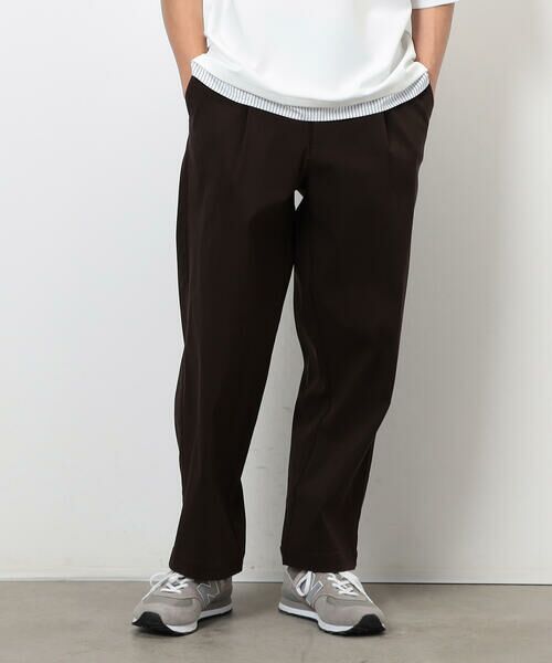 COMME CA ISM / コムサイズム スラックス・ドレスパンツ | 【スマートベーシックパンツ】ストレッチツイル ワイド テーパード パンツ(ブラウン)