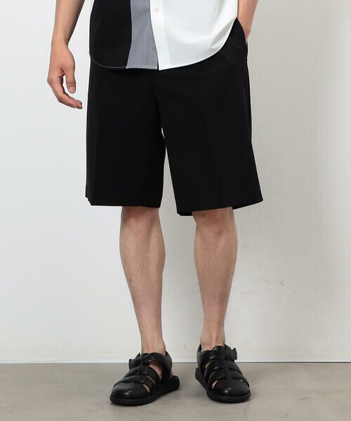 COMME CA ISM/コムサイズム ウールライク ワンタックハーフパンツ ブラック L COMME CA ISM/コムサイズム ウールライク ワンタックハーフパンツ ブラック L