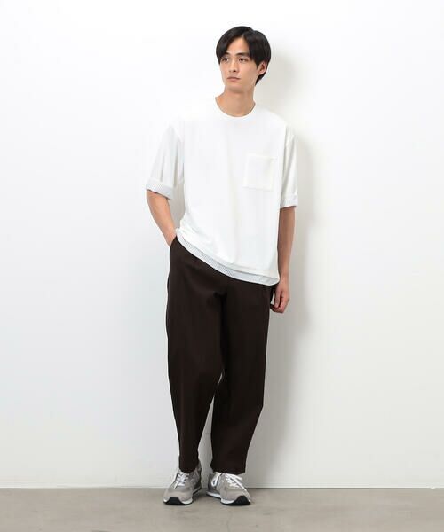 COMME CA ISM / コムサイズム Tシャツ | ストレッチポンチ×ストライプコンビTシャツ | 詳細1