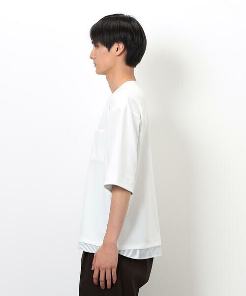 COMME CA ISM / コムサイズム Tシャツ | ストレッチポンチ×ストライプコンビTシャツ | 詳細7