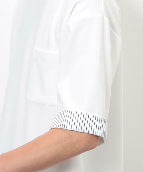 COMME CA ISM / コムサイズム Tシャツ | ストレッチポンチ×ストライプコンビTシャツ | 詳細12