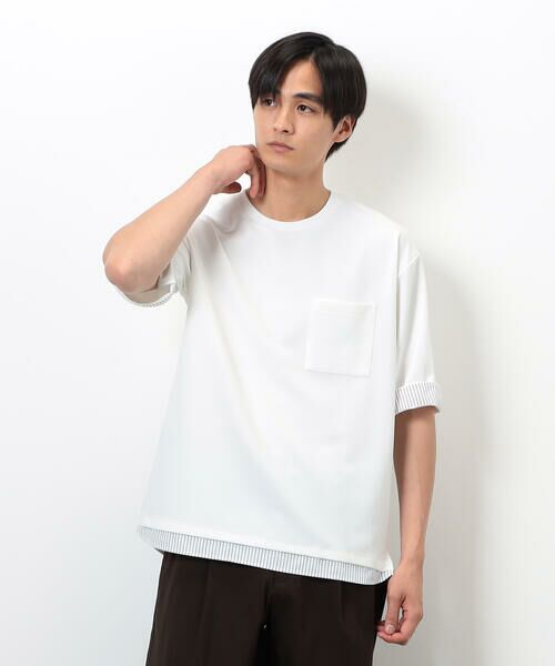 COMME CA ISM / コムサイズム Tシャツ | ストレッチポンチ×ストライプコンビTシャツ | 詳細5