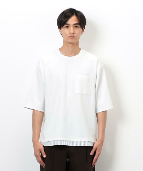 COMME CA ISM / コムサイズム Tシャツ | ストレッチポンチ×ストライプコンビTシャツ | 詳細6