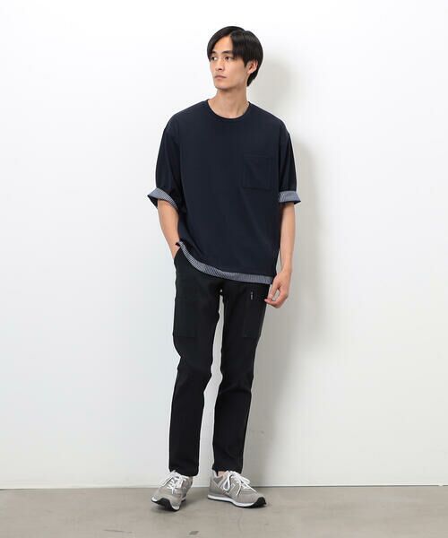 COMME CA ISM / コムサイズム Tシャツ | ストレッチポンチ×ストライプコンビTシャツ | 詳細15