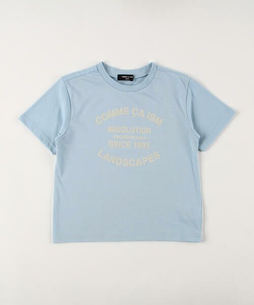 COMME CA ISM / コムサイズム Tシャツ | フロッキープリント Tシャツ(サックス)
