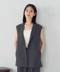 COMME CA ISM / コムサイズム ベスト | 【UVカット・接触冷感・吸水速乾】ベルト付きテーラードジレ / セットアップ対応