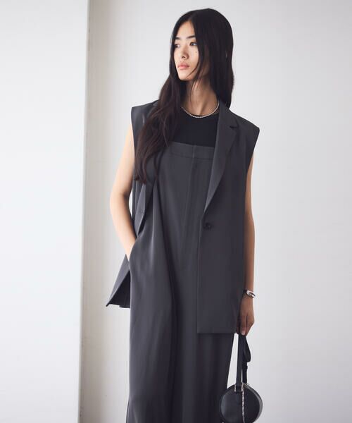 COMME CA ISM / コムサイズム ベスト | 【UVカット・接触冷感・吸水速乾】ベルト付きテーラードジレ / セットアップ対応 | 詳細1
