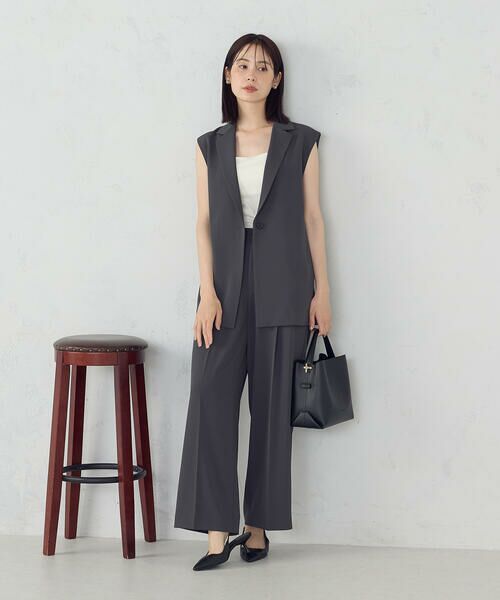 COMME CA ISM / コムサイズム ベスト | 【UVカット・接触冷感・吸水速乾】ベルト付きテーラードジレ / セットアップ対応 | 詳細4