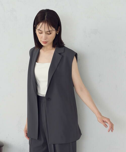 COMME CA ISM / コムサイズム ベスト | 【UVカット・接触冷感・吸水速乾】ベルト付きテーラードジレ / セットアップ対応 | 詳細6