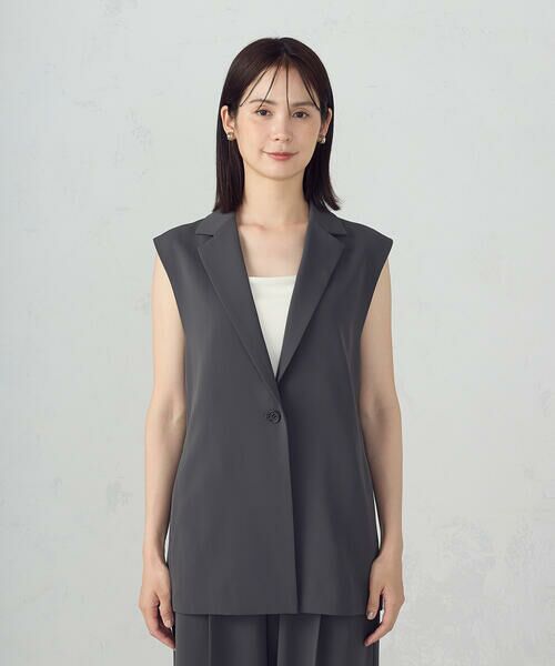 COMME CA ISM / コムサイズム ベスト | 【UVカット・接触冷感・吸水速乾】ベルト付きテーラードジレ / セットアップ対応 | 詳細8