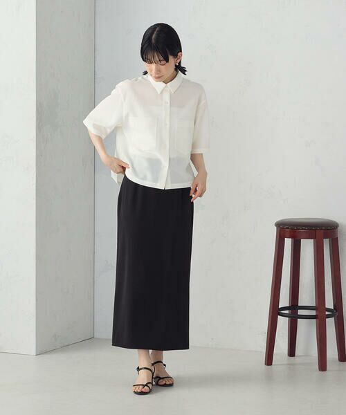 COMME CA ISM / コムサイズム ロング・マキシ丈スカート | ポリエステルツイル ナロースカート | 詳細7