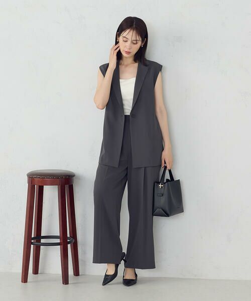 COMME CA ISM / コムサイズム その他パンツ | 【UVカット・接触冷感・吸水速乾】センタープレス入りタックワイドパンツ / セットアップ対応 | 詳細4