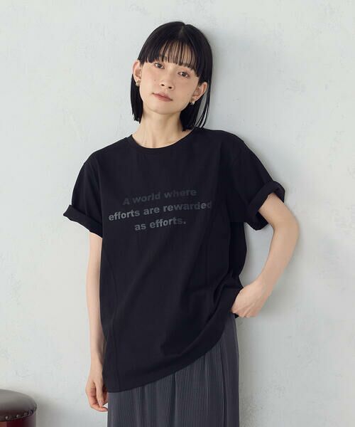 COMME CA ISM / コムサイズム カットソー | グリッター ロゴTシャツ(ブラック)