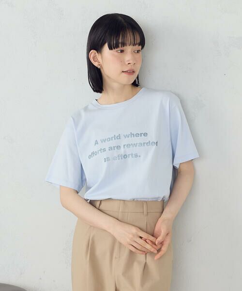 COMME CA ISM / コムサイズム カットソー | グリッター ロゴTシャツ(サックス)