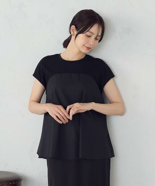 COMME CA ISM / コムサイズム カットソー | ビスチェ風 コンビカットソー(ブラック)