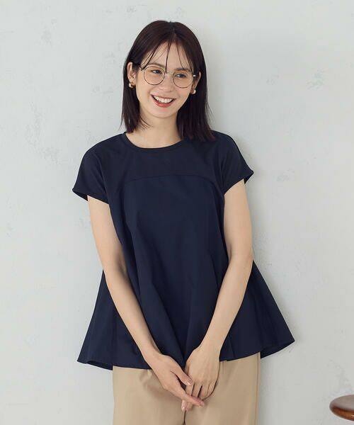 COMME CA ISM / コムサイズム カットソー | ビスチェ風 コンビカットソー(ネイビー)