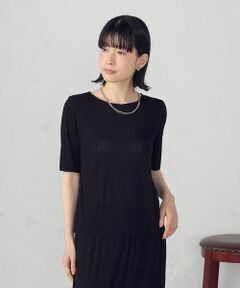 COMME CA ISM / コムサイズム カットソー | ジャカードプリーツ ベーシックＴシャツ / セットアップ対応