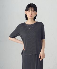 COMME CA ISM / コムサイズム カットソー | ジャカードプリーツ ベーシックＴシャツ / セットアップ対応