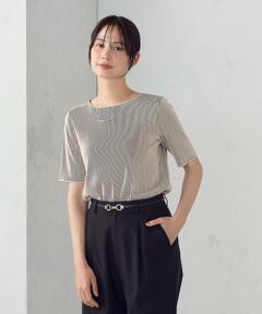 COMME CA ISM / コムサイズム カットソー | ジャカードプリーツ ベーシックＴシャツ / セットアップ対応