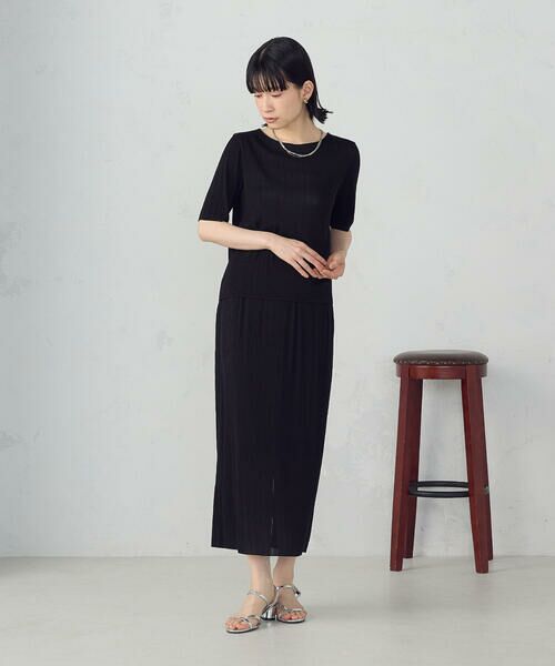 COMME CA ISM / コムサイズム カットソー | ジャカードプリーツ ベーシックＴシャツ / セットアップ対応 | 詳細1