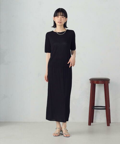 COMME CA ISM / コムサイズム カットソー | ジャカードプリーツ ベーシックＴシャツ / セットアップ対応 | 詳細2