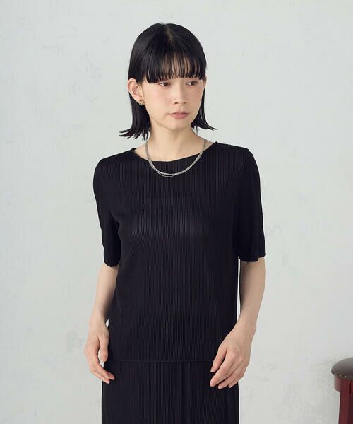 COMME CA ISM / コムサイズム カットソー | ジャカードプリーツ ベーシックＴシャツ / セットアップ対応 | 詳細3