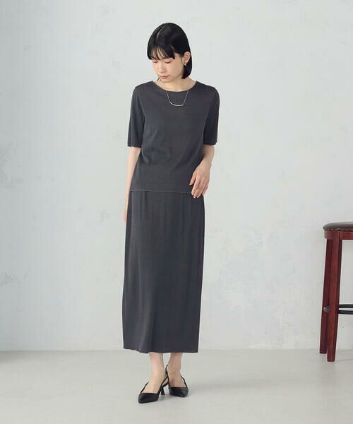 COMME CA ISM / コムサイズム カットソー | ジャカードプリーツ ベーシックＴシャツ / セットアップ対応 | 詳細6