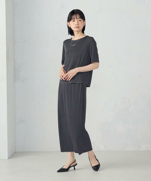 COMME CA ISM / コムサイズム カットソー | ジャカードプリーツ ベーシックＴシャツ / セットアップ対応 | 詳細7