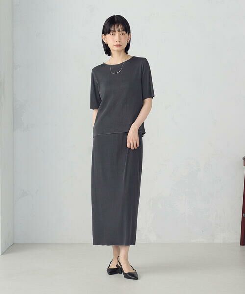 COMME CA ISM / コムサイズム カットソー | ジャカードプリーツ ベーシックＴシャツ / セットアップ対応 | 詳細8