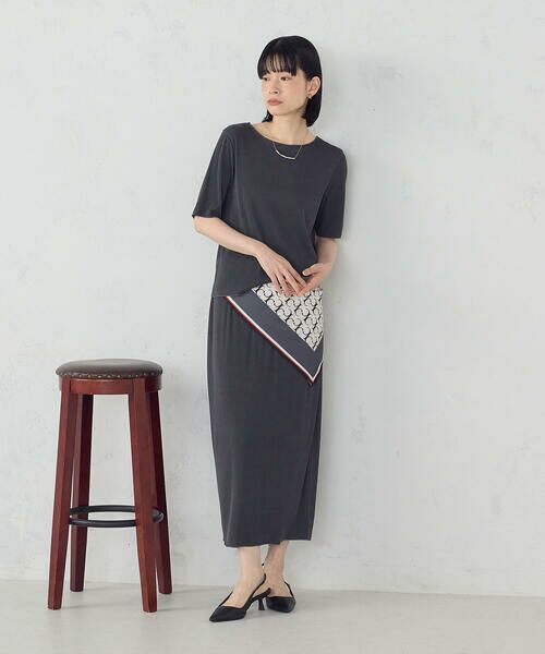 COMME CA ISM / コムサイズム カットソー | ジャカードプリーツ ベーシックＴシャツ / セットアップ対応 | 詳細9