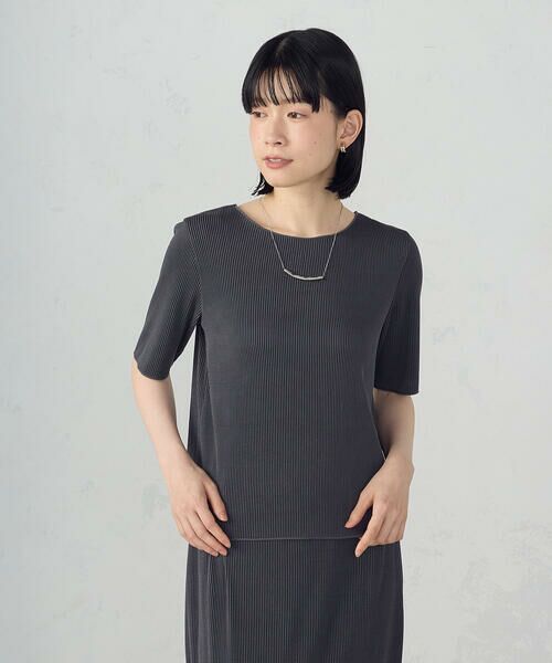 COMME CA ISM / コムサイズム カットソー | ジャカードプリーツ ベーシックＴシャツ / セットアップ対応 | 詳細10