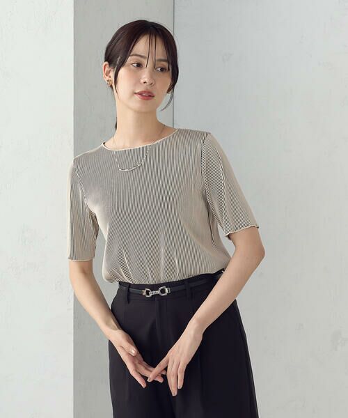 COMME CA ISM / コムサイズム カットソー | ジャカードプリーツ ベーシックＴシャツ / セットアップ対応 | 詳細16