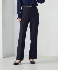 【美しいベーシックパンツ】ポリエステルストレッチ セミフレアパンツ