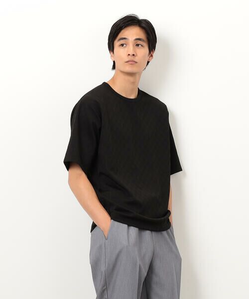 COMME CA ISM/コムサイズム リンクス 市松Tシャツ ブラック M COMME CA ISM/コムサイズム リンクス 市松Tシャツ ブラック M