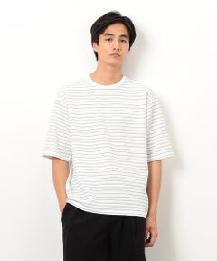 COMME CA ISM / コムサイズム Tシャツ | リップルジャージー 細ボーダー Ｔシャツ