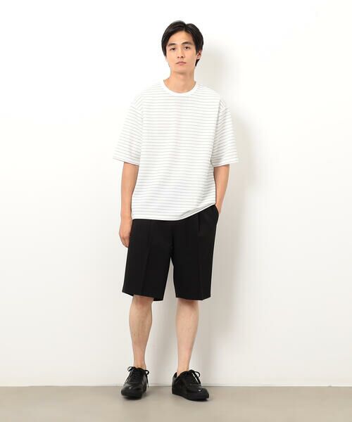 COMME CA ISM / コムサイズム Tシャツ | リップルジャージー 細ボーダー Ｔシャツ | 詳細1