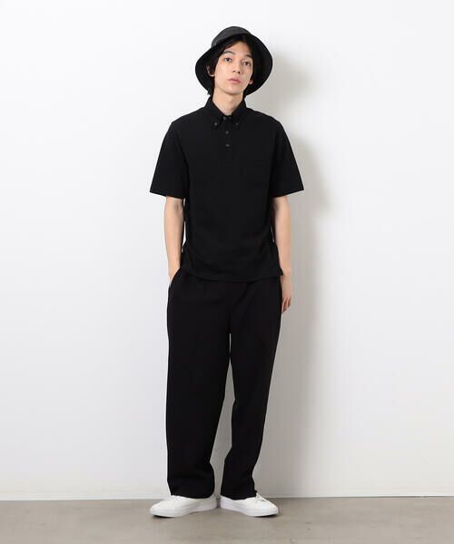24SS ebure カノコ ポロシャツ 黒 コットンカノコ ポロプルオーバー （ポロシャツ）｜TOMORROWLAND