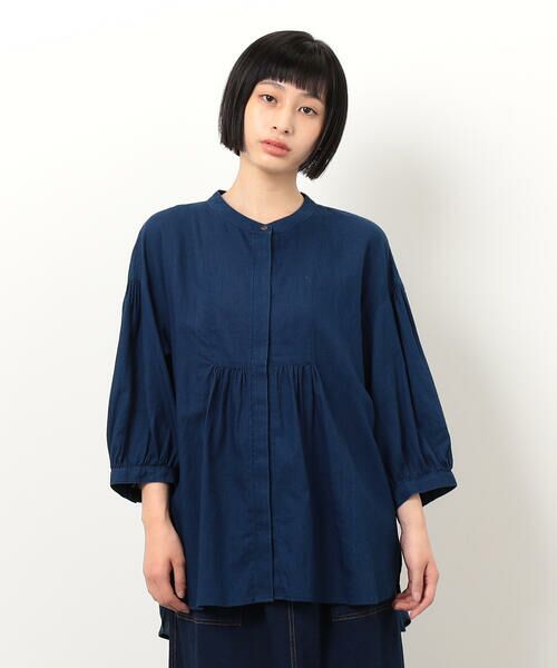 COMME CA ISM / コムサイズム シャツ・ブラウス | シアーシャツブラウス(ネイビー)