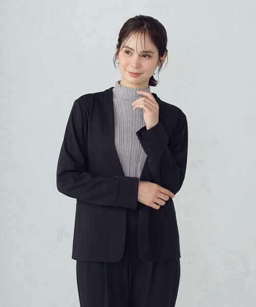 COMME CA ISM / コムサイズム セットアップ | 【ウォッシャブル】メランジジャージ＆ナイロンレーヨンポンチ　ノーカラージャケット | 詳細3