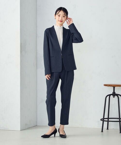 COMME CA ISM / コムサイズム セットアップ | 【ウォッシャブル】メランジジャージ＆ナイロンレーヨンポンチ　ノーカラージャケット | 詳細6