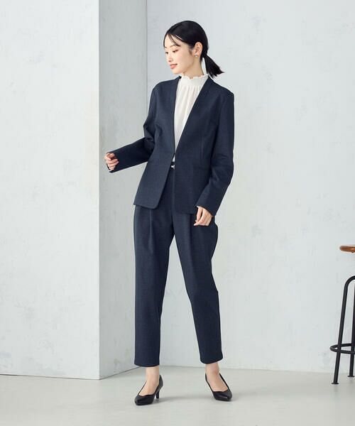 COMME CA ISM / コムサイズム セットアップ | 【ウォッシャブル】メランジジャージ＆ナイロンレーヨンポンチ　ノーカラージャケット | 詳細7